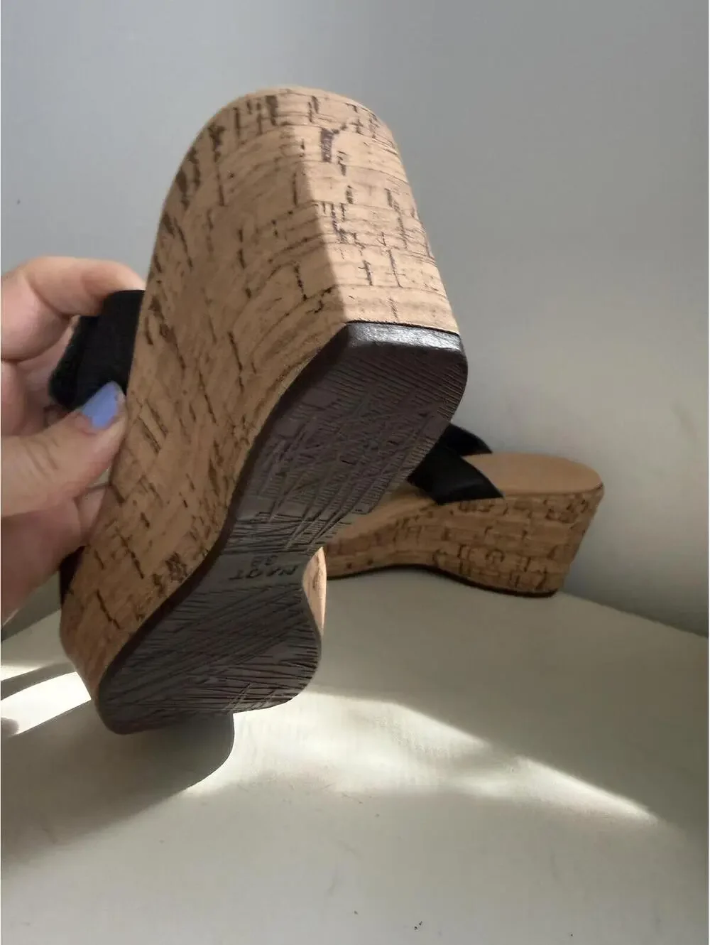 Naot Caveran Soft Black Leather Wedge Sandals Size 38 Women's 7.5